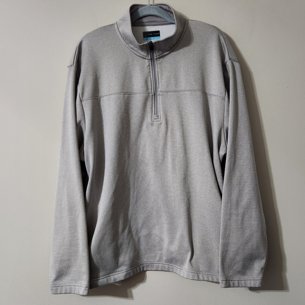 PGA Tour Quarter Zip Mock Neck Pullover Sweater Mens XL with Hand Pockets Gray